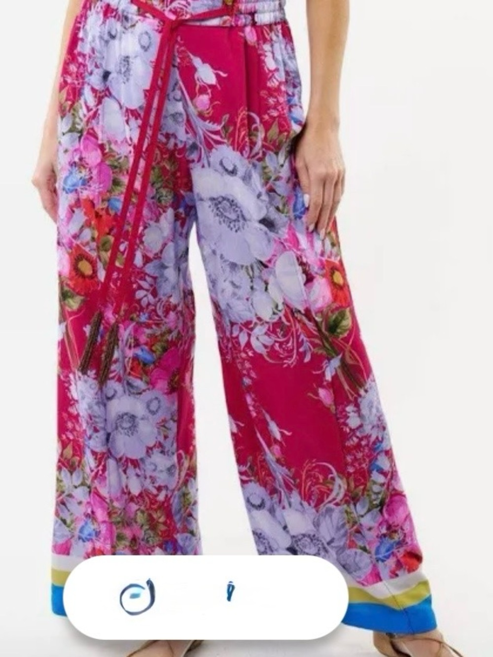 Aratta Floral Wide-Leg Palazzo Pants in Bright Fuchsia
